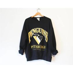 Vintage 90s Pittsburgh Penguins Hockey Sweatshirt, Pittsburgh Penguins Shirt, Pittsburgh Hockey Shirt, Hockey Fan Shirt