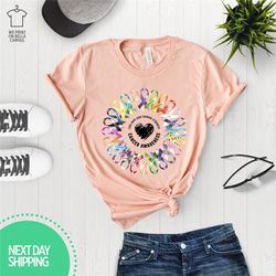 Faith Hope Love Fight Cancer In All Colors Shirt Colorful Ribbon Sunflower Cancer Awareness Shirt Cancer Warrior Cancer