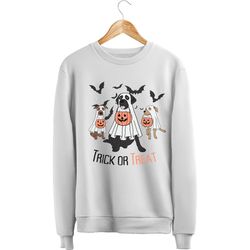 Trick or Treat Dog Ghost Crewneck, Cute spooky dog ghosts Shirt