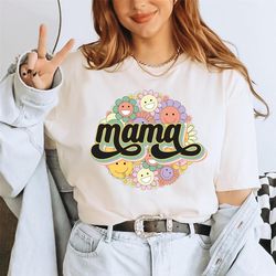 Chemise rtro Mama, chemise rtro Smiley Mama, chemise rtro florale Mama, chemise Mama, chemise de vie de maman, chemise d