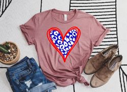 Leopard Heart Red White Blue Shirt,Freedom Shirt,Fourth Of July Shirt,Patriotic Shirt,Independence Day Shirts,Patriotic