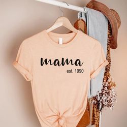 mama gigi est custom year matching t-shirt,mothers day shirt,grandma to be shirt,new mom tee,baby announcement gift,pers
