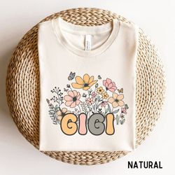 Gigi t-shirt, Gifts for gigi, Grandmother shirt, Wildflower boho tee, Mother's Day gift, New gigi shirt, Grandma crewnec
