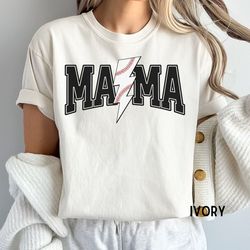 Baseball mama t-shirt, Retro mama lightning bolt shirt, Trendy oversized clothing, Baseball mom crewneck, Gift for mom,