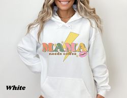 Retro mama needs coffee hoodie, Retro coffee hoodie, Coffee lover hoodie, Retro mama hoodie, Gift for mom, Retro letteri