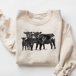 Cow Sweatshirt, Cow Shirt, Western Crewneck Comfort Sweatshirt Cottagecore Clothing Cow Sweater, Comfort Western Wear Gi