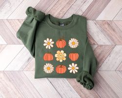 Flowers and Pumpkins Sweatshirt, Pumpkin Fall Tee, Fall Lover Tshirt, Cute Pumpkin Tshirt, Cozy Fall Sweatshirt, Family