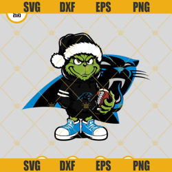 Baby Grinch Carolina Panthers With Santa Hat SVG PNG EPS DXF Files
