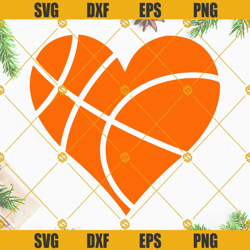 Basketball Heart SVG PNG DXF EPS Digital Download