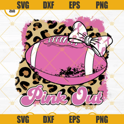 Breast Cancer Pink Out Football SVG, Breast Cancer Awareness Football Leopard SVG PNG DXF EPS Files