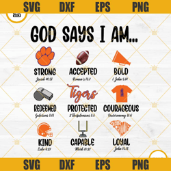 Clemson Tigers Football PNG, God Says I Am Football PNG File Designs