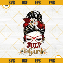 July Girl PNG, Messy Bun PNG, Mom Life PNG, July Birthday Girl PNG Sublimation Designs