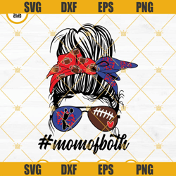 MOM Of Both SVG, Cheer And Football Mom SVG, Blue And Red Team Colors SVG