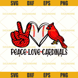 Peace Love Cardinals SVG, Cardinals Team SVG, Baseball Team SVG, Football Fan SVG, Sports SVG