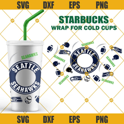 SEATTLE SEAHAWKS Starbucks Full wrap SVG, Football Full Wrap For Starbucks Cold Cup SVG, Seattle Seahawks Starbucks Cup