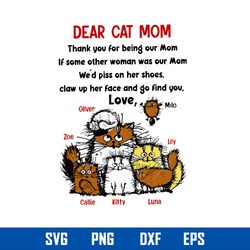 Dear Cat Mom, Thank You For Being Our Mom Svg, Mom Quote Svg, Mother_s Day Svg, Png Dxf Eps Digital File