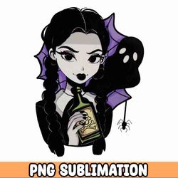 Wednesday Png, Jpeg Files  Digital Download Halloween Sublimination  Sublimation Png Cartoon Jenna Addams Family
