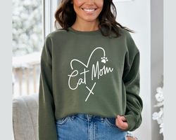 Cat Mom Sweatshirt, Cat Mama Hearth Sweatshirt, Funny Womens Cat Lover Sweatshirt, Cat Mom Gift, Cat Mom Sweatshirt, Mot