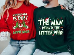 grinchmas couples pregnancy announcement sweatshirt  christmas holiday gender reveal gift for expecting matching baby sh