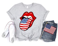 USA Rolling Tongue Shirt, Red White and Blue Tongue T-Shirt, 4th Of July Shirt, Tongue Shirt, Independence Day Shirt, Pa