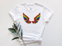 Pride Wings Shirt, Pride Angel Shirt, Pride Rainbow Shirt, Pride Shirt, Pride Flag, LGBTQ Shirt, Lesbian Shirt, Gay Shir