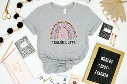 Teacher Leopard Shirt, Teach Love Inspire Motivate Listen Encourage Shirt, Teacher Rainbow Shirt, Teacher Life Shirt, Te