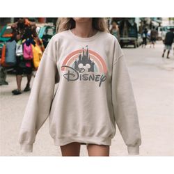Disney Rainbow Castle Sweatshirt, Disney Vintage, Disney Family Sweatshirt, Castle Hoodie, Retro Disney Apparel, Disney