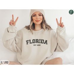 Florida Sweatshirt, Womens Florida Crewneck, Home State Shirt, Moving to Florida Gift, Florida Travel Souvenir, Florida
