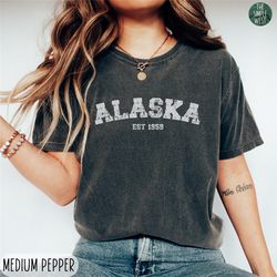 Alaska Comfort Colors Shirt, Womens Alaska Crewneck Tee, Home State Shirt, Moving to Alaska Gift, Alaska Travel Souvenir