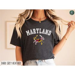 Maryland Flag Shirt, Womens Maryland Crab Crewneck Tee, Moving to Maryland Gift, Maryland Travel Souvenir, Maryland Appa
