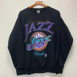 vintage nba jazz basketball sweatshirt \t-shirt, utah basketball sweatshirt, nba all star tee, basketball tee, unisex ts