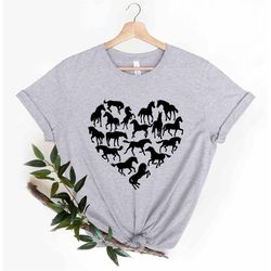 Horse Heart Shirt, Horse Lover Tee, Horses Heart T-Shirt, Horse Lover Gift, Horse Silhouette Shirt, Equestrian Tee, Gift
