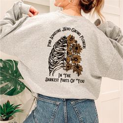 Zach Bryan Back Printed Sweatshirt, Find Someone Who Grows Flowers In The Darkest Parts Of You, American Heartbreak Tour
