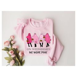 Halloween Sweatshirt, We Wear Pink Shirt, Halloween Shirt, Cancer Awareness Shirt, Ghouls Shirt, Let's Go Ghouls Shirt