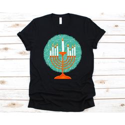 Hanukkah Menorah Shirt, Hanukkah Graphic, Festival of Lights, Jewish Festival, Chanukah Gift, Hanukkiah Design, Nine-Bra