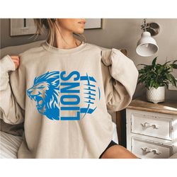 Vintage Detroit Football Sweatshirt Lions Football Crewneck Retro Style Lions Shirt Gift for Lions Football Fan Detroit
