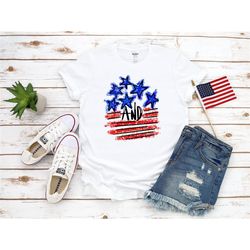 Stars and Stripes Shirt, 4th of July Shirt, America Stars Stripes T-shirt, USA Flag Shirt, Watercolor Stars and Stripes,