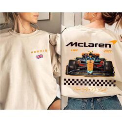 Double Side Lando Norris Formula One Sweatshirt, F1 Mclaren Team Sweatshirt, F1 Racing Merch Shirt