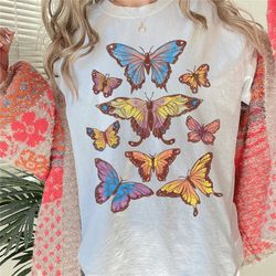 Vintage Butterfly Shirt, Cottagecore Moth Aesthetic T Shirt, Nature Lover T-Shirt, Celestial Fairycore, Dark Academia TS