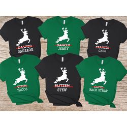 Christmas Shirt, Matching Family Christmas Shirts, Dasher Dancer Prancer Vixen Rudolph Shirt, Christmas Reindeer Group S