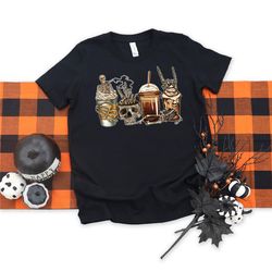 Skeleton Coffee Halloween Shirt, Coffee Cups Shirt, Skull Coffee Shirt, Coffee Lover Shirts, Skeleton Halloween Shirt, H