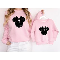 Vintage Minnie Mickey Matching Couple Sweatshirt, Disney Grunge Mickey Head Sweater, Disney Family Vacation Hoodies, Dis