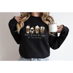 Coffee Cup Sweatshirt, Watercolor Coffee Sweaters, Coffee Lovers Hoodie, Gift For Coffee Lovers, Caffeine Addict Sweatsh