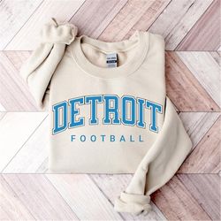 Detroit Football Sweatshirt Vintage Lions Football Crewneck Retro Style Lions Shirt Gift for Lions Football Fan Detroit