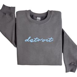 Detroit Michigan Vintage Script Fleece Sweatshirt in Charcoal | Unisex Detroit Sweatshirt | Detroit MI Shirt | Detroit C