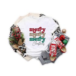 Retro Leopard Merry Christmas Shirt, Merry Christmas Shirt, Christmas T-shirt, Christmas Family Shirt, Christmas Gift, W