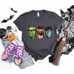 Halloween Horror Coffee T-shirt, Halloween Coffee Shirt, Coffee Lover Shirt, Horror Movie Coffee Shirt, Frankenstein Pum