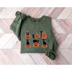 Halloween Sweatshirt,Cat Sweatshirt,Ghost Shirt,Black Cat Shirt,2023 Spooky Seas,Cool Halloween Cat Shirt,Cat Lover Tshi