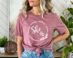 She is Mom Shirt, Christian Shirt, Strong Fearless Warm Loving Patient Selfless Mom, Mothers Day Shirt, Mom Gift, Mother