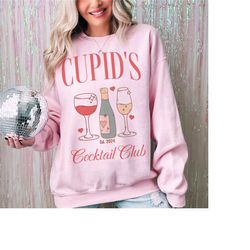valentines day gift for her, valentines day crewneck sweatshirt, galentines day, cupids cocktail club shirt, trendy soci
